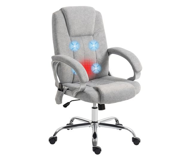 Szürke masszázs és fűthető irodai szék lábtartóval