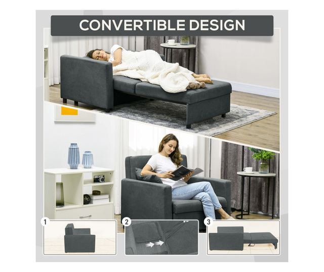 Egyszemélyes kanapéágy 2 párnával és tárolóval, szürke