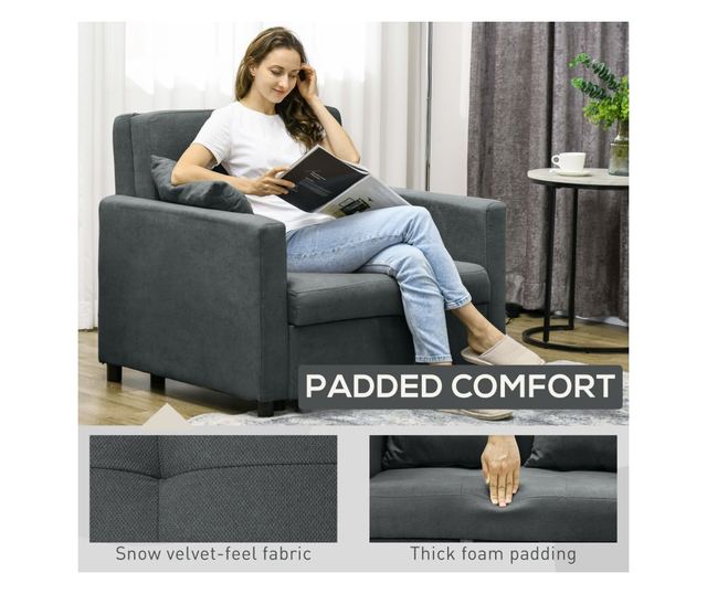 Egyszemélyes kanapéágy 2 párnával és tárolóval, szürke