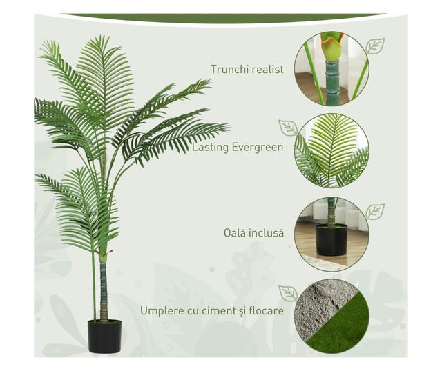 150 cm magas mesterséges Areca pálma zöld cseréppel beltérre