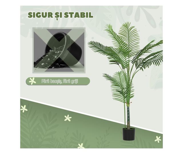 150 cm magas mesterséges Areca pálma zöld cseréppel beltérre