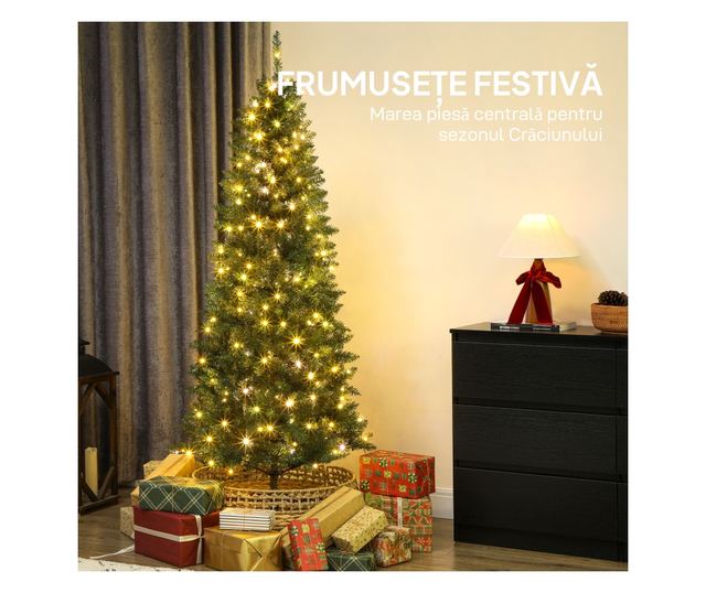 180 cm-es Karácsonyfa 250 fehér és színes fénnyel, 899 ággal