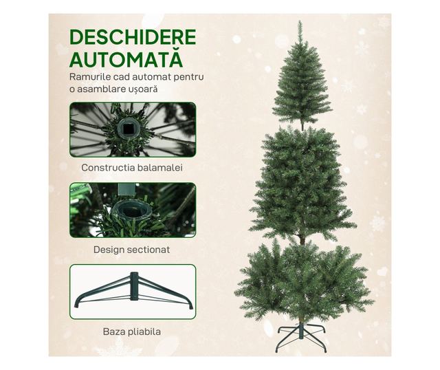 180 cm-es Karácsonyfa 250 fehér és színes fénnyel, 899 ággal