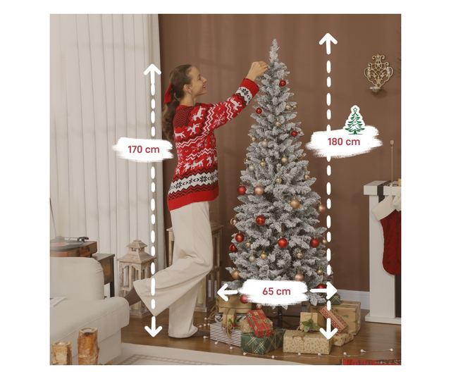 Havas Karácsonyfa 180 LED fénnyel, 11 effekttel és 479 ággal, Ø65x180 cm, zöld és fehér