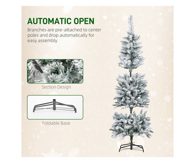 Havas Karácsonyfa 180 LED fénnyel, 11 effekttel és 479 ággal, Ø65x180 cm, zöld és fehér