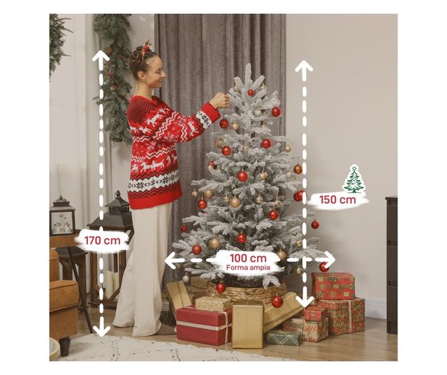 Havas Karácsonyfa 150 cm Összecsukható Fém Talppal