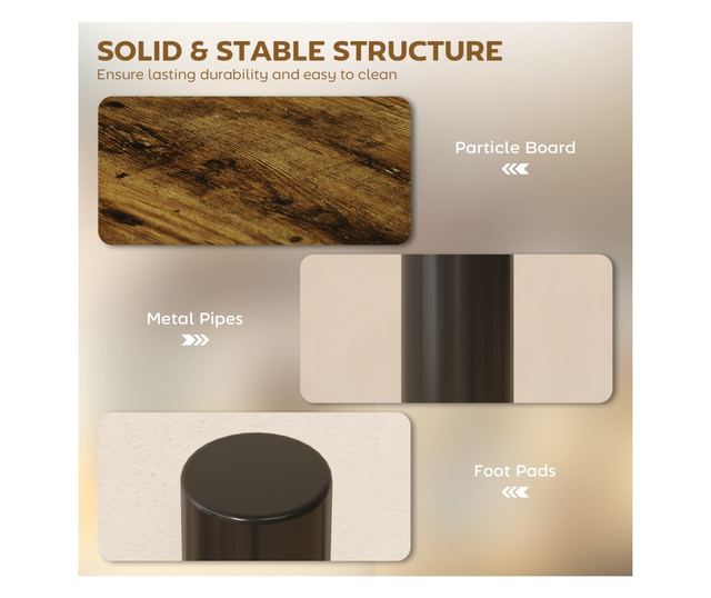 Helytakarékos Forgatható 3 Szintes Konyhai Polc, Fa és Acél, 40x18x36,5 cm, Rusztikus Barna