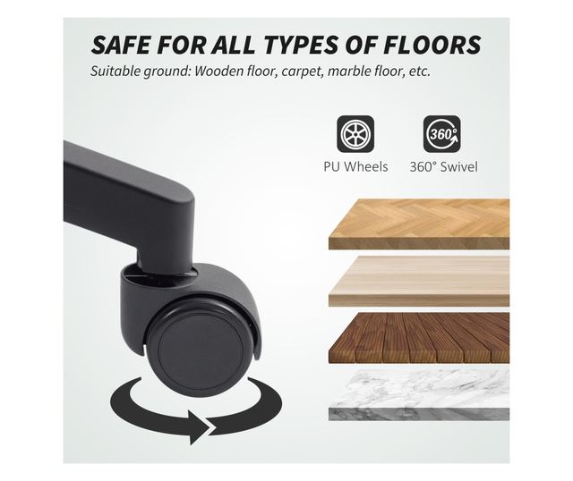 Lélegző és dönthető irodai szék állítható magassággal, fekete