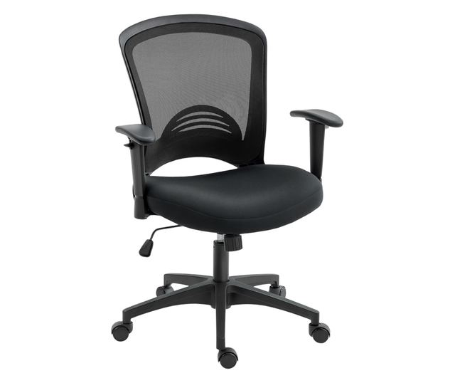 Lélegző és dönthető irodai szék állítható magassággal, fekete