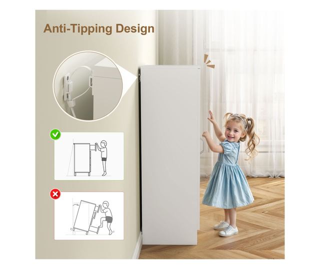 Fehér fa cipősszekrény 6 állítható polccal 55x35x108 cm