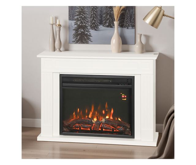 Elektromos kandalló, távirányítóval és időzítővel, 98x23,5x69,5 cm, fehér és fekete