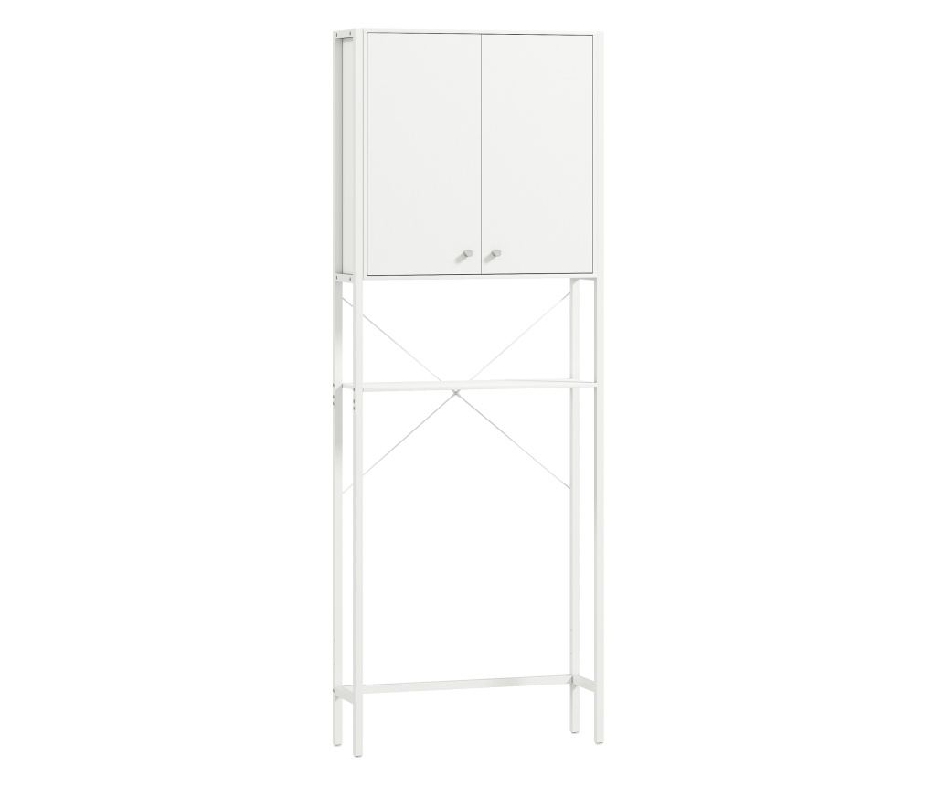 Mobilier pentru Baie Deasupra WC-ului cu Dulap și Raft, Alb - 2