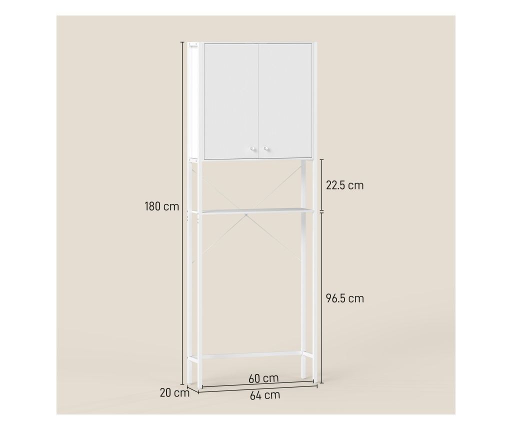 Mobilier pentru Baie Deasupra WC-ului cu Dulap și Raft, Alb - 3