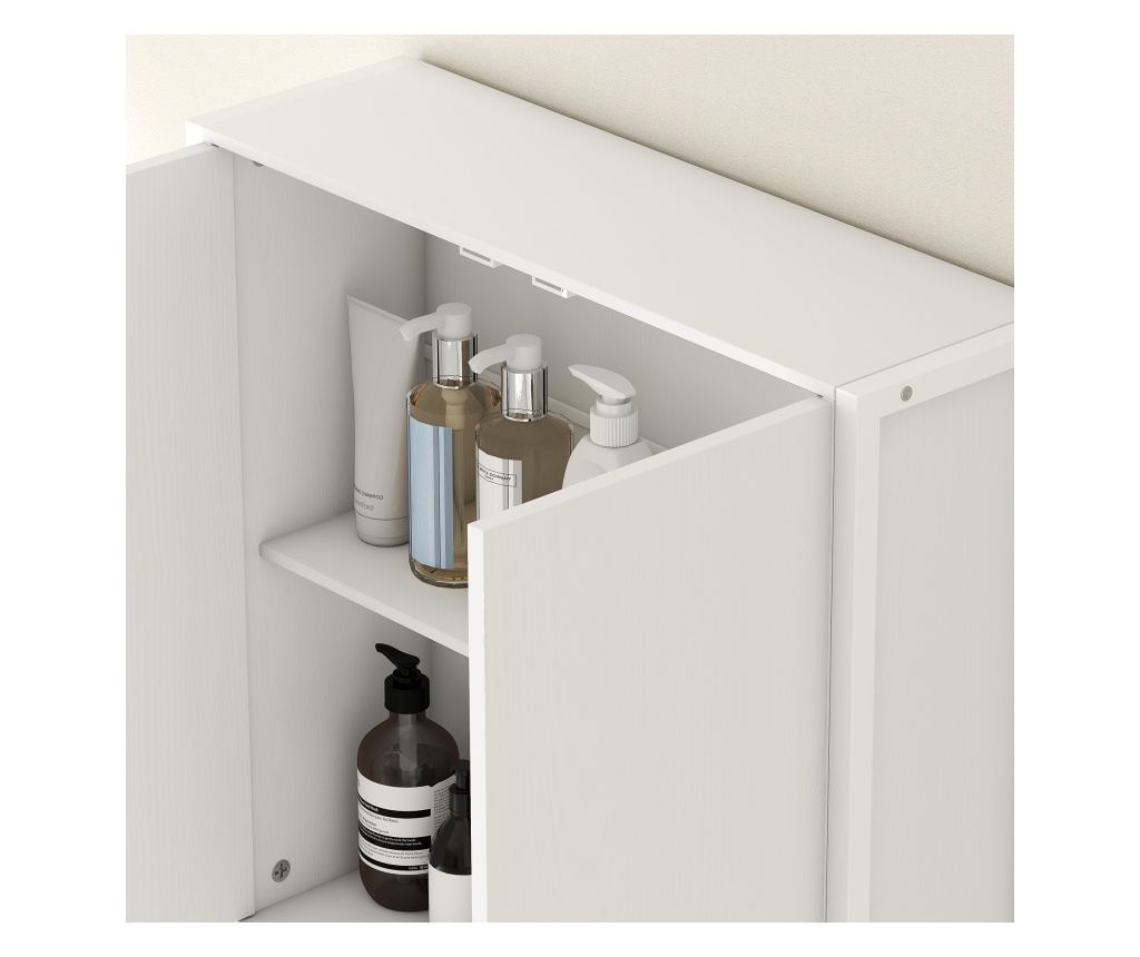 Mobilier pentru Baie Deasupra WC-ului cu Dulap și Raft, Alb - 9