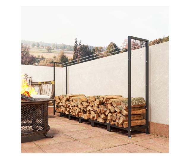 Fém Rönktároló 0,8m³ Vízálló Szőnyeggel és Láncokkal 235x31x116cm