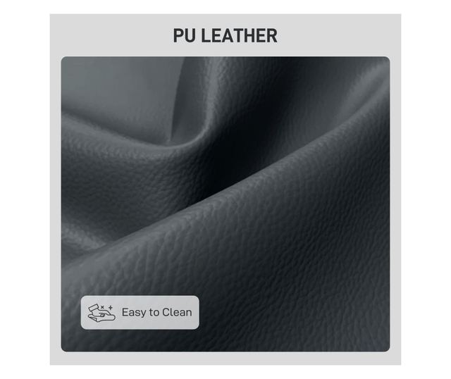 Gombos, steppelt műbőr karfa nélküli kétszemélyes kanapé - Fekete