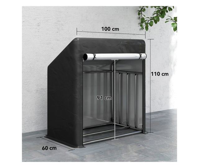Acél kültéri rönktartó vízálló huzattal 100x60x110 cm
