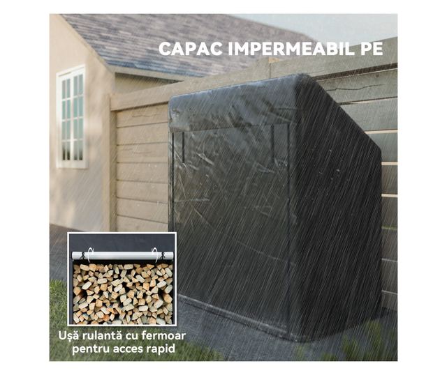 Acél kültéri rönktartó vízálló huzattal 100x60x110 cm