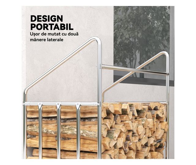 Acél kültéri rönktartó vízálló huzattal 100x60x110 cm