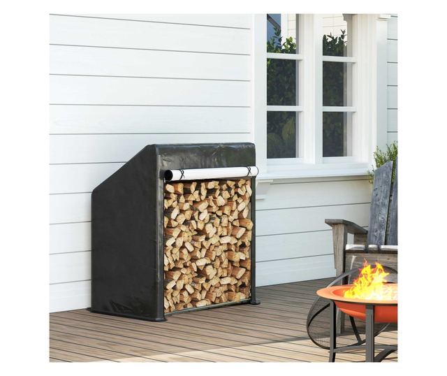 Acél kültéri rönktartó vízálló huzattal 100x60x110 cm