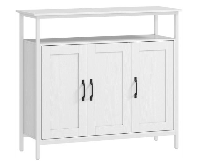 Konyhai tálalószekrény nyitott polccal és 2 szekrénnyel 100x35x88 cm fehér