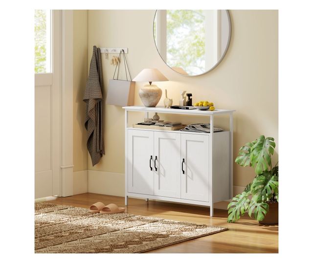 Konyhai tálalószekrény nyitott polccal és 2 szekrénnyel 100x35x88 cm fehér