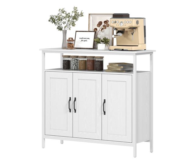 Konyhai tálalószekrény nyitott polccal és 2 szekrénnyel 100x35x88 cm fehér