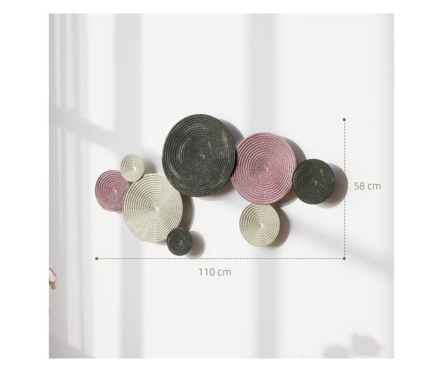 Fali dekoráció 8 db 3D fémlemezzel, bronz, narancs és sárga színekben