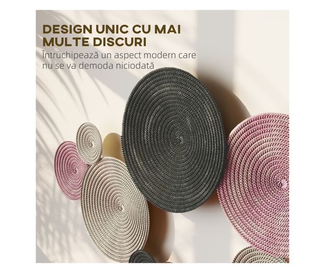 Fali dekoráció 8 db 3D fémlemezzel, bronz, narancs és sárga színekben