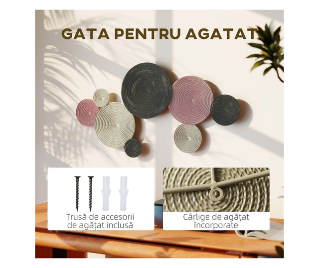 Fali dekoráció 8 db 3D fémlemezzel, bronz, narancs és sárga színekben