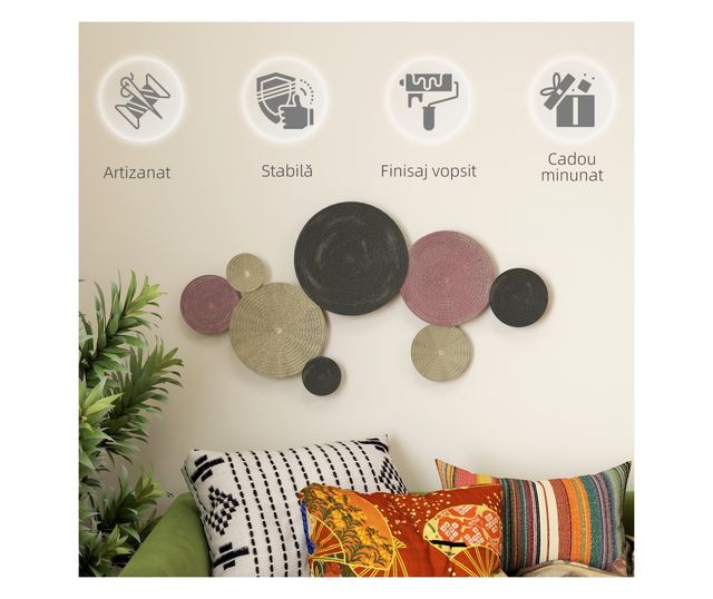 Fali dekoráció 8 db 3D fémlemezzel, bronz, narancs és sárga színekben