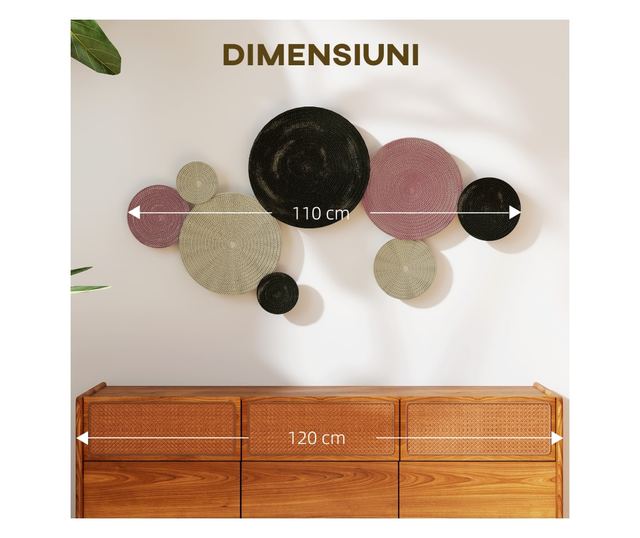 Fali dekoráció 8 db 3D fémlemezzel, bronz, narancs és sárga színekben