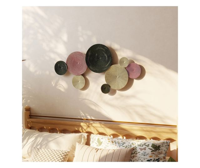 Fali dekoráció 8 db 3D fémlemezzel, bronz, narancs és sárga színekben