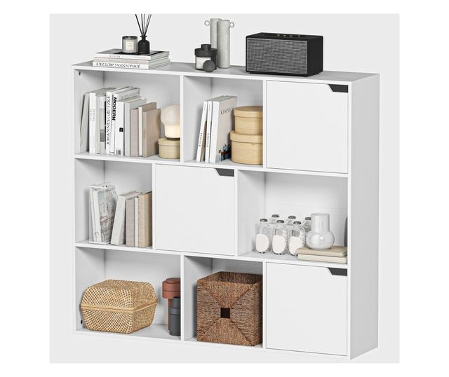 Fehér fa polc 6 nyitott és 3 zárt köbözzel