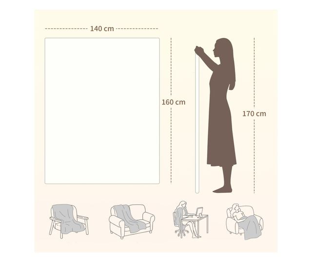 Fűthető takaró 160x140 cm 5 fokozatú fűtéssel Fehér