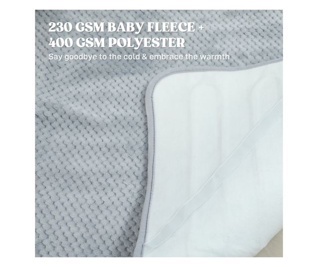 Elektromos takaró 5 fűtési szinttel és 2 független vezérlőzónával, polár és poliészter fűtött takaró, 160x140 cm