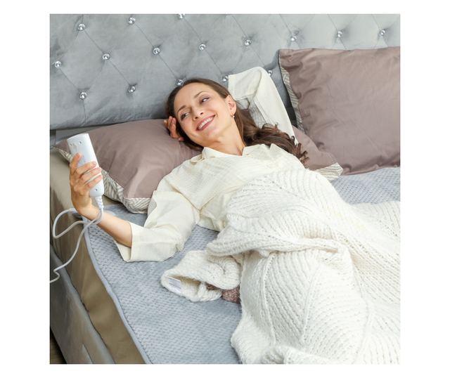 Elektromos takaró 5 fűtési szinttel és 2 független vezérlőzónával, polár és poliészter fűtött takaró, 160x140 cm