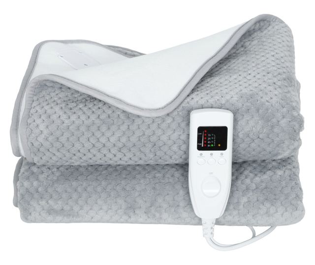 Elektromos takaró 5 fűtési szinttel és 2 független vezérlőzónával, polár és poliészter fűtött takaró, 160x140 cm