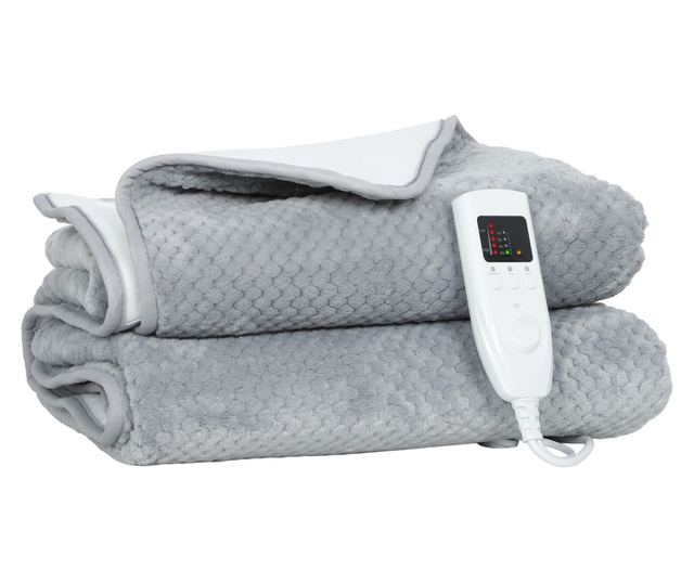 Elektromos takaró 5 fűtési szinttel és 2 független vezérlőzónával, polár és poliészter fűtött takaró, 160x140 cm