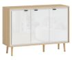 Modern komód 3 ajtóval és állítható polccal 107x35x77cm Fehér és Tölgy