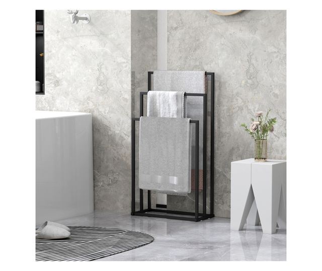 Összecsukható ruhaszárító 3 állítható rúddal, függőleges szárító forgó kerekekkel és rozsdamentes acél vázzal, otthoni szárító