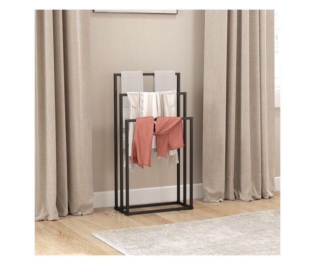 Összecsukható ruhaszárító 3 állítható rúddal, függőleges szárító forgó kerekekkel és rozsdamentes acél vázzal, otthoni szárító