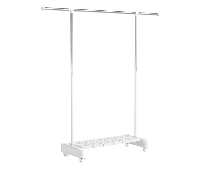 Bővíthető függőleges ruhaszárító kerékkel és cipőtartó polccal, fehér