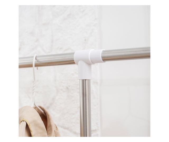 Bővíthető függőleges ruhaszárító kerékkel és cipőtartó polccal, fehér