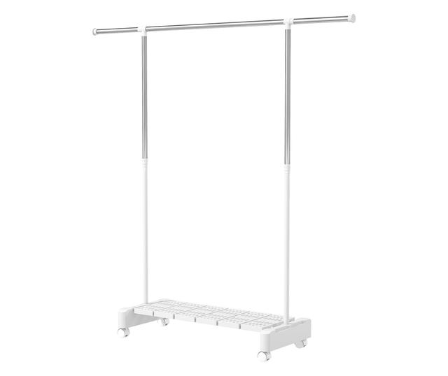 Bővíthető függőleges ruhaszárító kerékkel és cipőtartó polccal, fehér