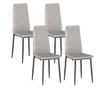 4 db magas háttámlás műbőr és acél étkezőszék, 41x50x97cm, szürke