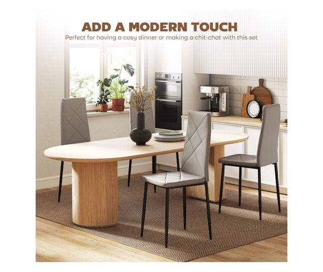 4 db magas háttámlás műbőr és acél étkezőszék, 41x50x97cm, szürke