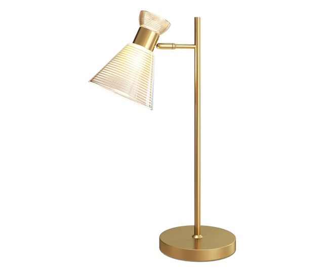 Modern asztali lámpa állítható matt borostyán üveg lámpaernyővel, E27 foglalattal, arany színben