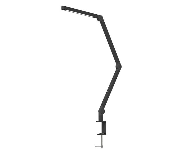 Dimmelhető LED asztali lámpa bilincsel, állítható karral és 2 fényszínnel, fekete