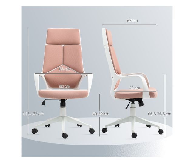 Szövet irodai vagy gamer szék magas háttámlával, rózsaszín